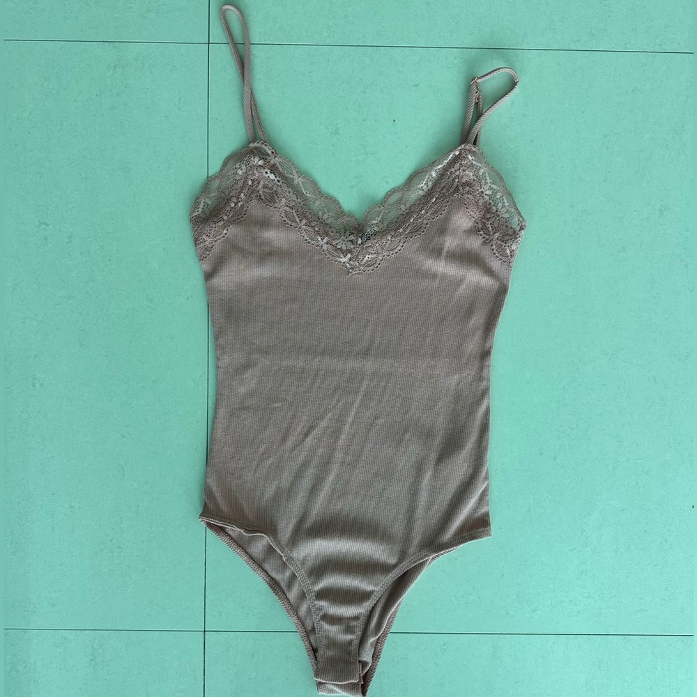 Pink Lace Trim Bodysuit